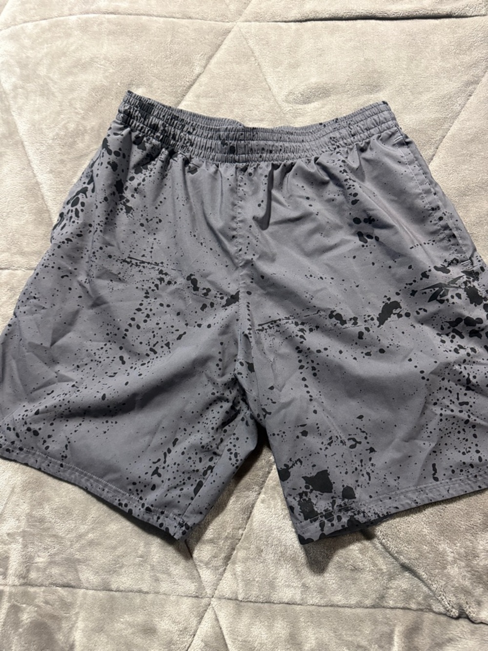 Reebok Gray Splash Print Athletic Shorts